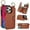 Brown, variant on TECH CIRCLE for iPhone 16 Pro Max Zipper Pocket Case with Card Holder & Finger Ring, PU Leather Wallet Case Card Slot Magnetic Closure Kickstand Shockproof Protective Women Men Cover,Jujubered