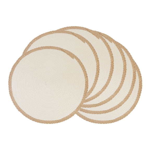 Unique Bargains Farmhouse Woven Placemats Set of 6 for Dining Table Decor Apricot