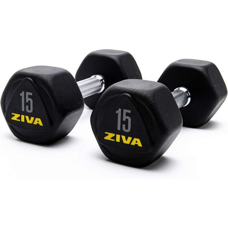UPC: 4895202575427 | ZIVA Performance Hex Dumbbells Weight Set – Solid Steel Core Premium Urethane Rubber Encasing Corrosion Resistant – Pair of Two Dumbbell 50 lb.