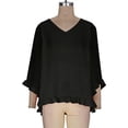 thumbnail image 7 of Khunlpohl Women's Cotton Linen Tops Ruffle 3/4 Sleeve Blouse Crew Neck Casual Shirts Summer Lightweight Top S-5XL, 7 of 7