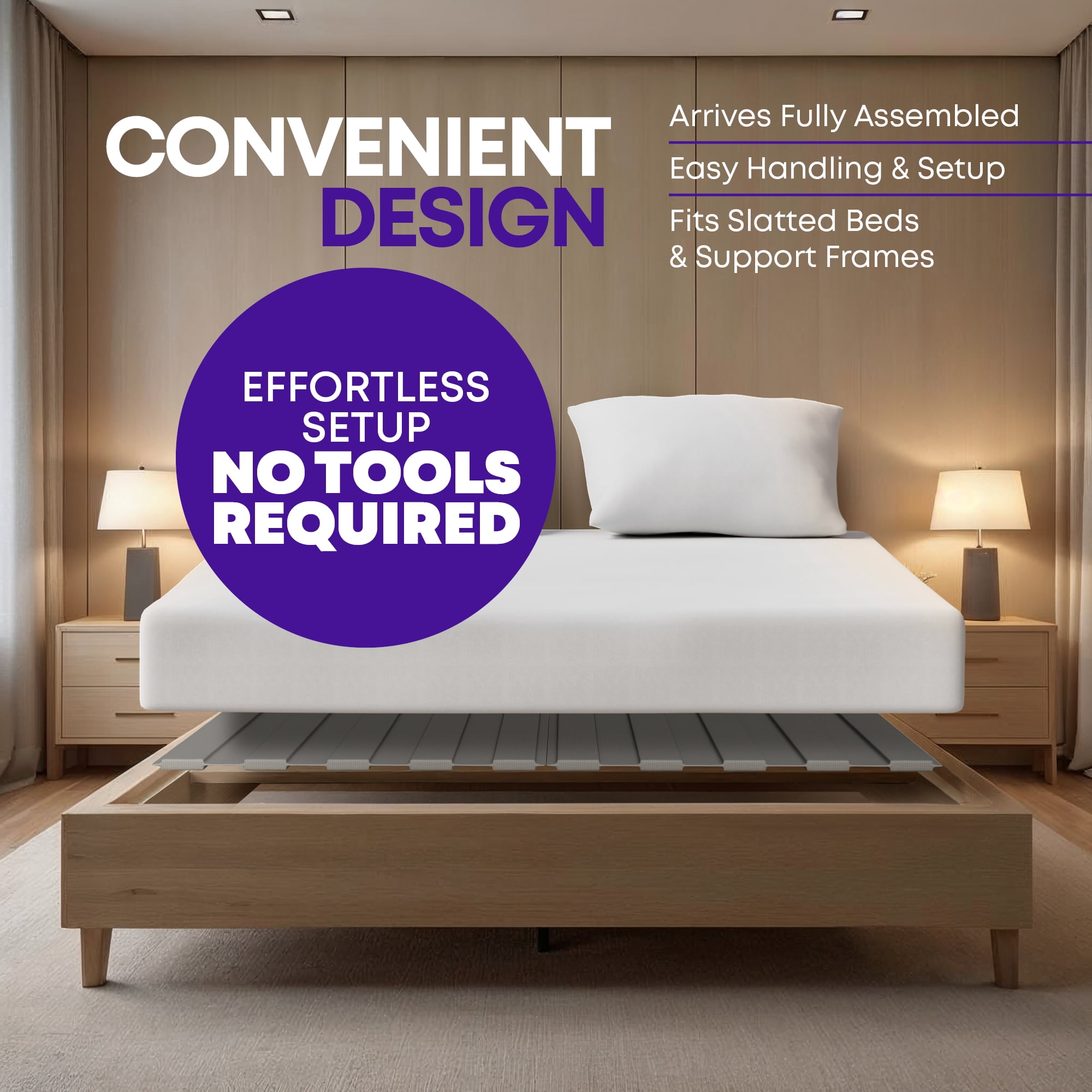 Continental Sleep, Wooden King Bed Slats for Support Under Mattress with Cover – Replacement Wood Slats for King Size Bed Frame – Under Mattress Support Without Extra Height – 2.38" Standard Width