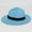 Cyan-Blue, variant on Foldable Wide Brim Raffia Panama Sun Hat with Square Buckle, Breathable Outdoor UV Protection Beach Fedora for Summer
