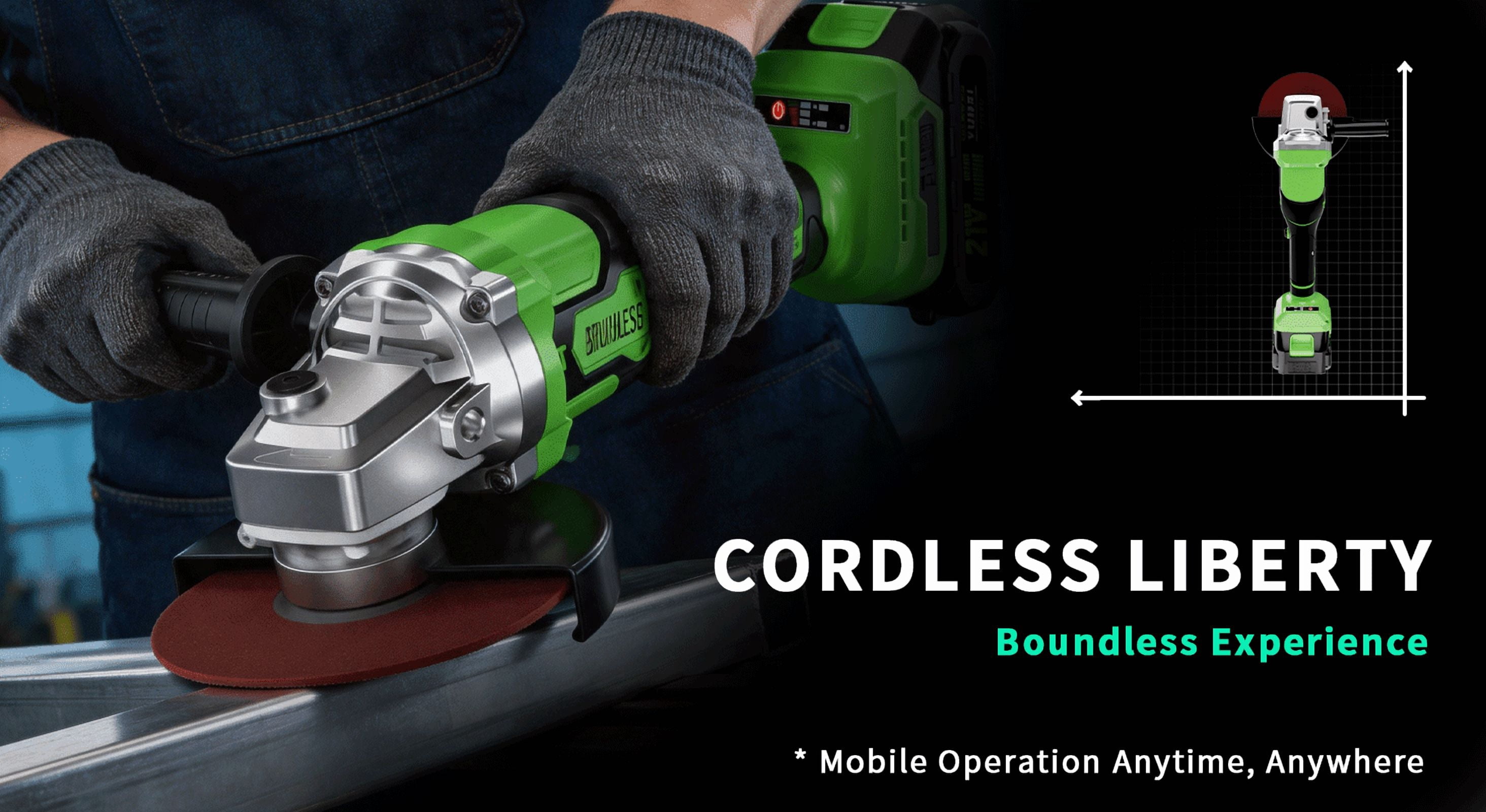 DGB This portable cordless angle grinder is designed for outdoor and on-site work, providing reliable power where traditional corded tools can’t reach. Whether you’re working at a construction site,