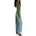 thumbnail image 2 of Women's Summer Dresses Long-Sleeve Asymmetrical Dress Jumpsuit Fashion Round Neck Solid Outfit Loose Flowy Beach Sundress, 2 of 5