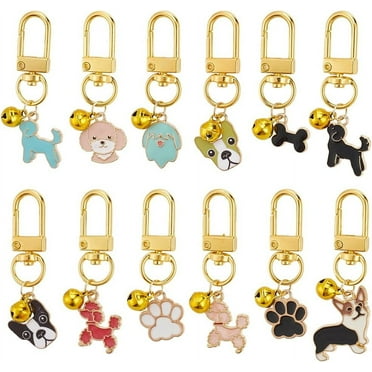 12pcs Pets Collar Pendants for Dog Cat Dog Paw Bone Enamel Pet Small Bells with Swivel Clasps Colorful Clip-on Charms for Pet Cat Dog Necklace DIY Craft Keyring Pendants Bag Decor