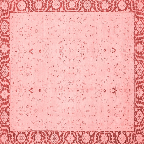 Ahgly Company Machine Washable Indoor Square Oriental Red Traditional Area Rugs, 4' Square