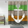 thumbnail image 2 of Shower Curtain Nautical Anchor Shower Curtains for Bathroom Decor Vintage Wood Grain Orange Green Shower Curtain Sets with Hooks Waterproof Fabric Bath Curtain Extra Long 72" X 84", 2 of 6