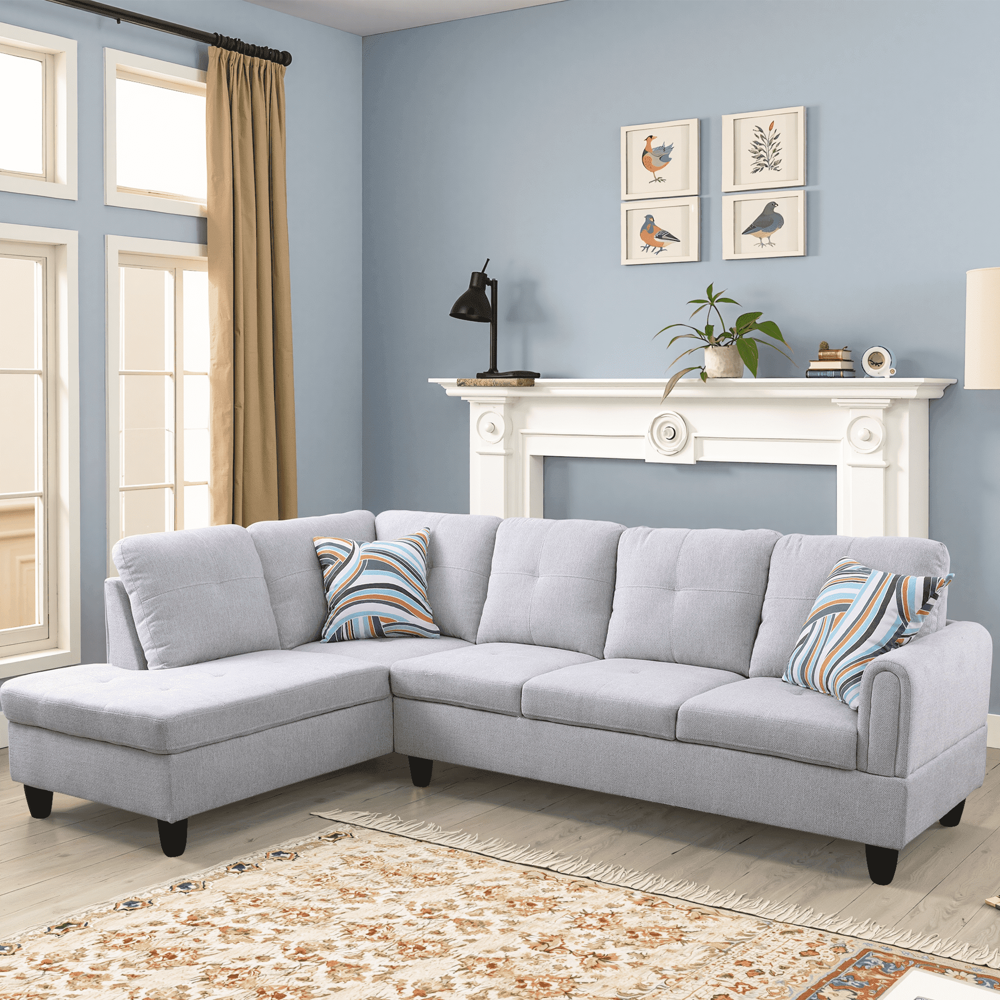 MAYEERTY Grey Modern 3-Piece Couch Neutral Clean Versatile Living Room Decor