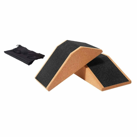 Equipo de cuña de corcho para sentadillas de alta densidad para Pilates, deportes de interior y equilibrio. 2 piezas con bolsa