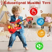 PVUEL Kids Guitar 2 in 1 Musical Instruments for Kids Piano Toddler Toy Electric Guitars with Strap Music Toys for 3 4 5 Year Old Boys Girls Christmas Xmas Gifts