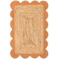 thumbnail image 2 of 10x14 Ft Orange & Natural Jute Premium Scalloped Jute Rug – Handcrafted Natural Braided Carpet for Living Room, Bedroom, Entryway – Boho Home Decor, 2 of 5
