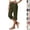 16# (Army Green), variant on Capris Pants for Women Cotton Linen Casual Straight Leg Elastic Waist Split Button Summer Cropped Pants with Pockets (White,M)