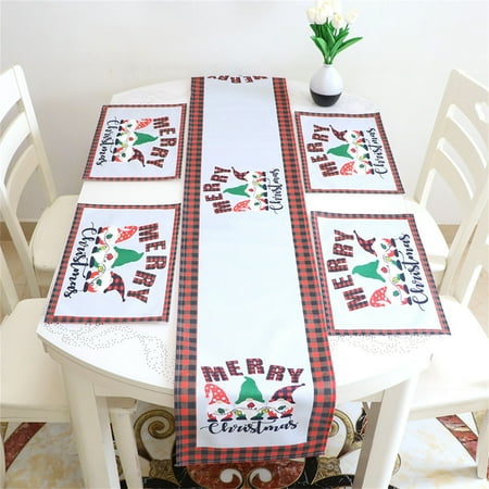 

KAOU 1 Set Table Mat Reusable Nice-looking Christmas-themed Table Runner Tablecloth Set Home Hotel Decor for Daily Life