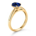 thumbnail image 3 of Gem Stone King 10K Yellow Gold Blue Created Sapphire Solitaire Engagement Ring for Women (1.60 Cttw, Oval 8X6MM, Gemstone September Birthstone, Available in Size 5, 6, 7, 8, 9), 3 of 4