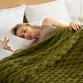 thumbnail image 6 of Whale Flotilla 60"x 80" Twin Size Blanket for Bed with Expanded 3D-Jacquard Pattern, Fuzzy Soft Cozy Exquisite Blankets or All Season, Warm and Fluffy, Olive, 6 of 10