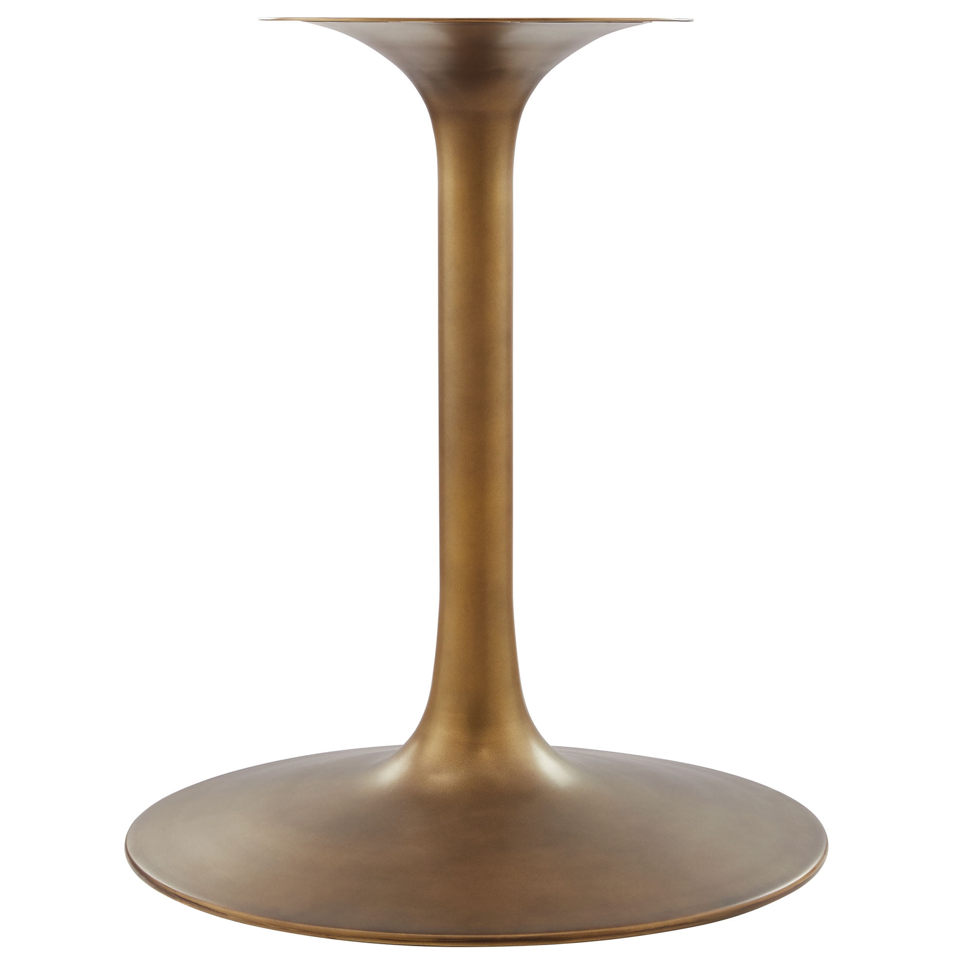 Modway Lippa Dining Table with Powder-Coated Metal Pedestal Base in Brass Walnut