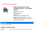 thumbnail image 2 of Right Passenger Side Fog Light - Compatible with 2014 - 2017 Hyundai Veloster 2015 2016, 2 of 2