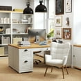 thumbnail image 3 of Homy Casa Desk Chair, High Wingback Comfortable Home Office   Reception Seating, Beige, 3 of 9