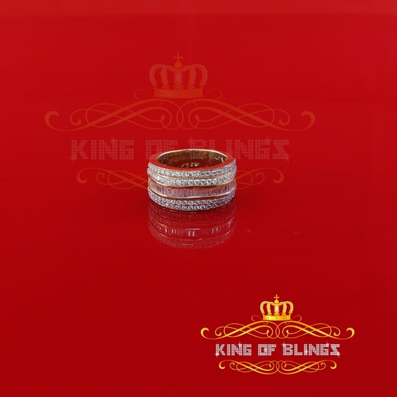 King Of Bling's Sterling Yellow Silver 4.50ct Cubic Zirconia Band Fashion Men's Ring Size 8.5