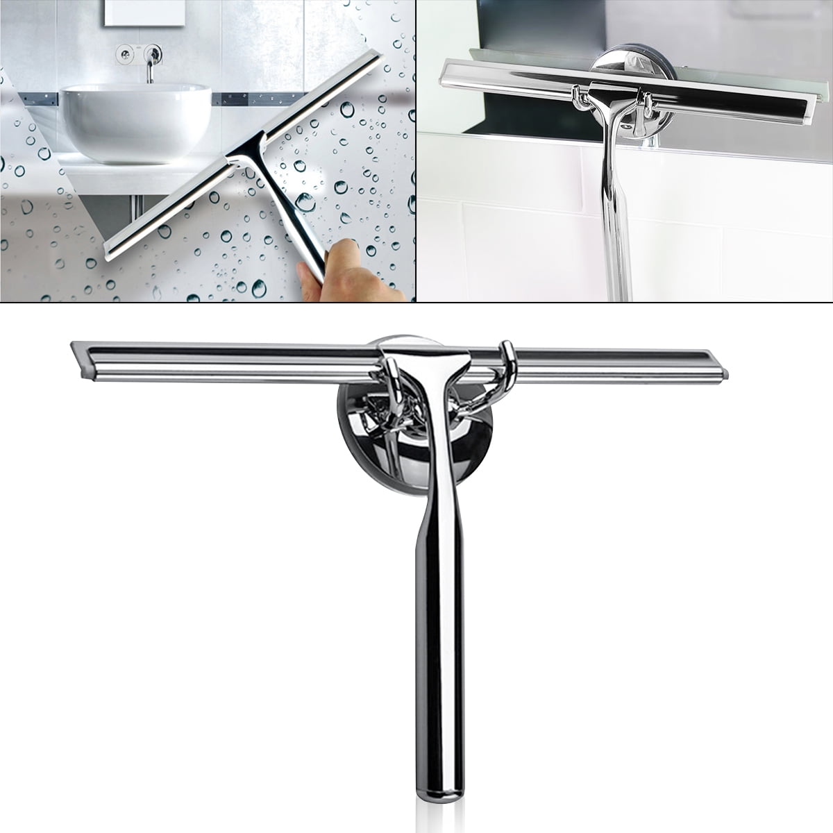 Glass Wiper Glass Squeegee Shower Chrome White Wall Mount Bathroom Accessories Joop 