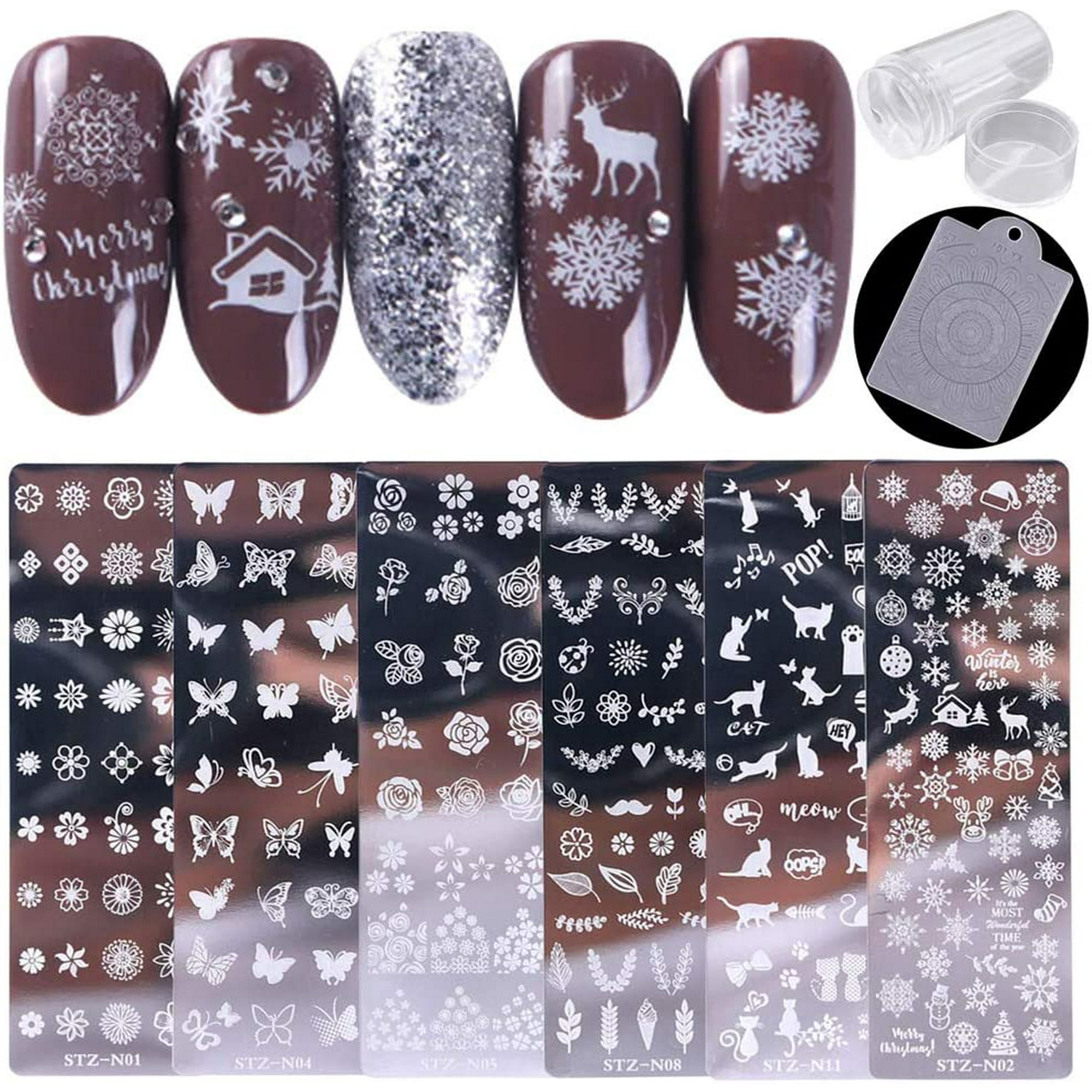 Tingbeauty Nail Stamping Plates Kit Sets 6pcs Nail Plate Template Image Plate With 1 Nail Stamper & 1 Nail Scraper | Walmart Canada Tingbeauty Nail Stamping Plates Kit Sets 6pcs Nail Plate Template Image Plate With 1 Nail Stamper & 1 Nail Scraper | Walmart Canada