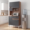 thumbnail image 2 of Alacena Rack de Cocina con 6 Puertas y 1 Cajón Color Blanco Estantes para Microondas, Café y Trastes negro, 2 of 8