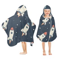 Yayeee Kids Hooded Towels Toddler Soft Absorbent Beach Bathing Wrap 50" x 23.5", Rocket Pattern