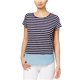 thumbnail image 1 of Maison Jules - Camiseta con adornos de cambray a rayas para mujer, azul, talla mediana maison Jules Camiseta adornada, 1 of 2