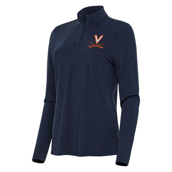 Women's Antigua  Heather Navy Virginia Cavaliers Bright Quarter-Zip Top