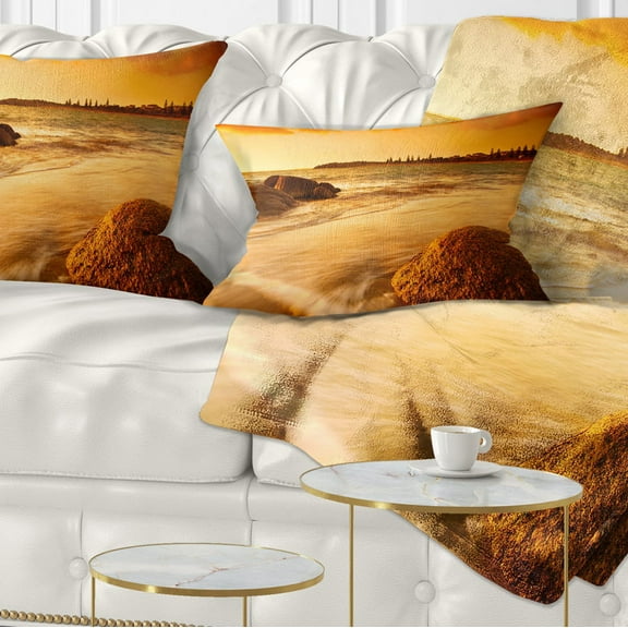 Designart Sun Tinted Beach - Photography Throw Pillow - 12x20