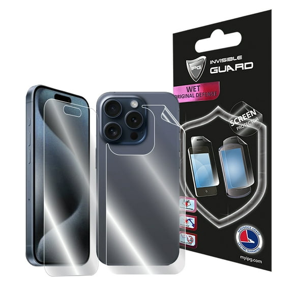 IPG Compatible with iPhone 15 PRO FULL BODY Hydrogel Protector Invisible Touch Screen Sensitive Ultra HD Clear Film Anti Scratch Skin Guard - Smooth/Self-Healing/Bubble -Free Screen & Back