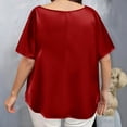 thumbnail image 4 of DeHolifer Womens Tops Summer Cotton Linen Gauze Button Down Shirts Trendy Pleated V-Neck Blouse for Ladies Red 4XL, 4 of 6