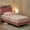 Pink, variant on COZONY Twin Bed Frame, Velvet Upholstered Platform Bed w/ Bookcase Headboard, No Box Spring Needed, Noise-Free, Pink