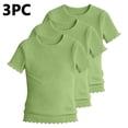 thumbnail image 4 of KyCheLot 3 Pack Ribbed Knit Tops for Girls Crew Neck Solid Color Short Sleeve T-Shirts Trendy Ruffle Trim T-Shirts, 4 of 7