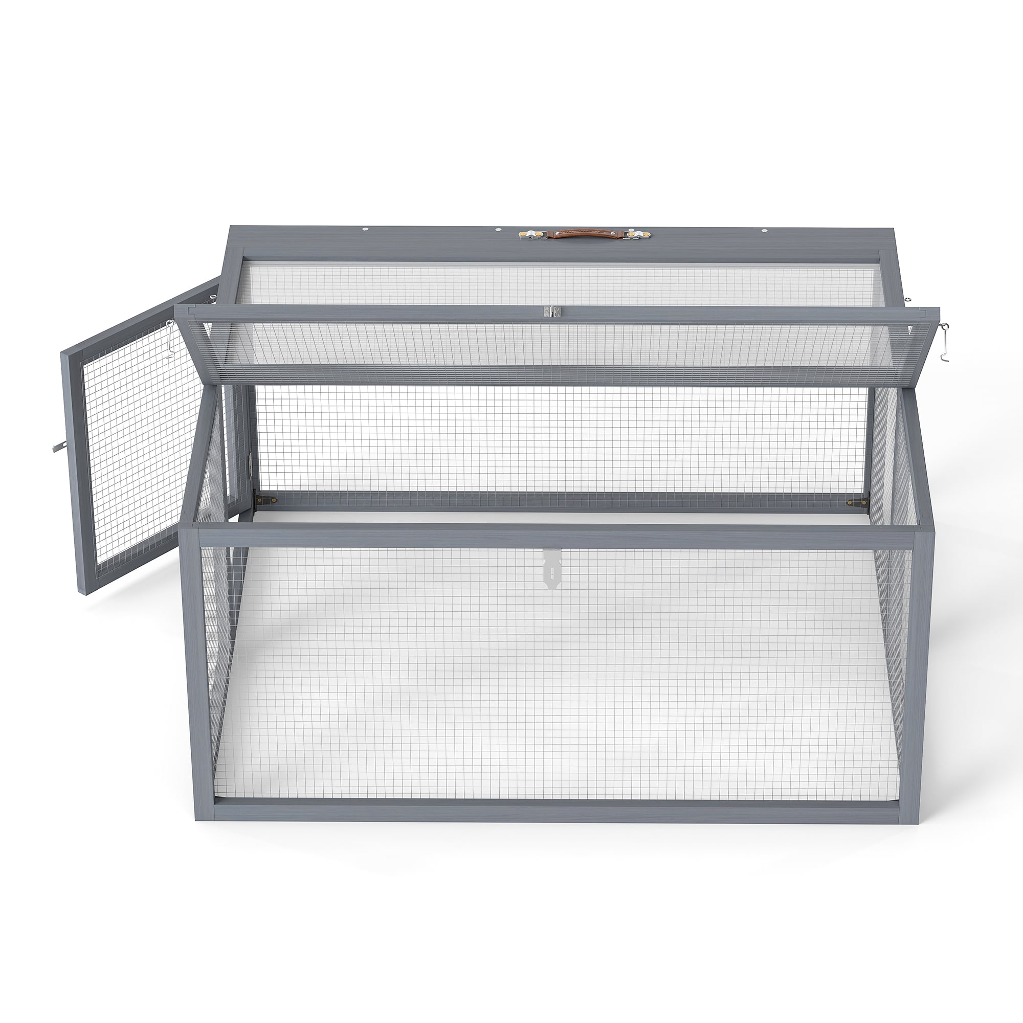 Izzovium Portable Rabbit Hutch with Security Locks, 21.3H Foldable Bunny House, Gray