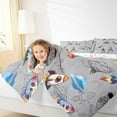 thumbnail image 4 of Feelyou Cartoon Rocket Boys Full Size Comforter Sets, Spaceship Planet Bedding Sets, 3pcs, 4 of 8