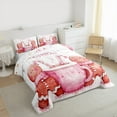 thumbnail image 3 of Manfei Girls Gingerbread Man Full Size Comforter Sets, Pink Coffee Candy Bedding Comforter Set, Winter Christmas Festival Reversible Bedding Sets, Breathable Home Decor, 3pcs, 3 of 8