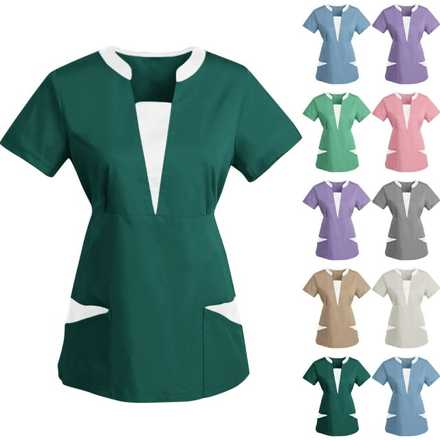 Culottes pour Femmes Col en V Hauts de Gommage pour Femmes - Coupe Classique, Extensible Quatre Directions, Anti-Rides Haut Médical pour Femmes P Kaki