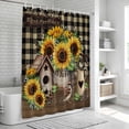 thumbnail image 5 of Yellow Sunflowers Shower Curtain, Waterproof Shower Curtains for Bathroom, Western Star Brown Farmhouse Plaid Washable Fabric Bathtub Curtain Set Bath Decor with 12 Hooks Stall 36"x72", 5 of 6