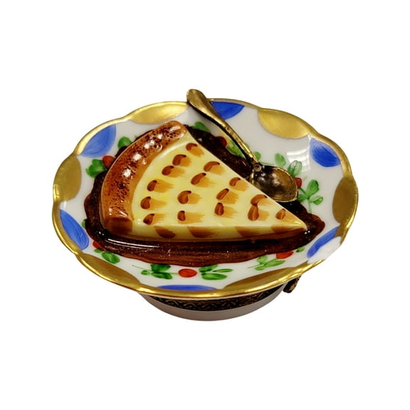 Apple Pie Dessert on Plate Limoges Box Figurine Gift Limoges Box Porcelain Figurine
