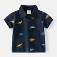 thumbnail image 2 of RUTAYY Children Boys' Polo Shirt Shirt Casual Short Sleeve Cartoon Print Fashion Top Bohemian style , Navy, 2-3 Years, 2 of 7