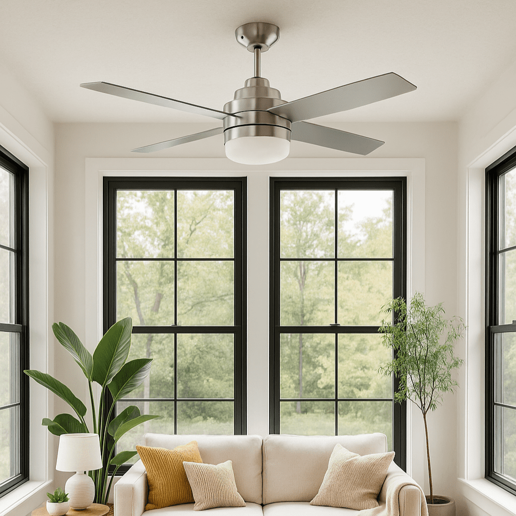 Design House Cali 52" Brushed Nickel Indoor Ceiling Fan with LED Kit, 4-Blades, and Remote Control