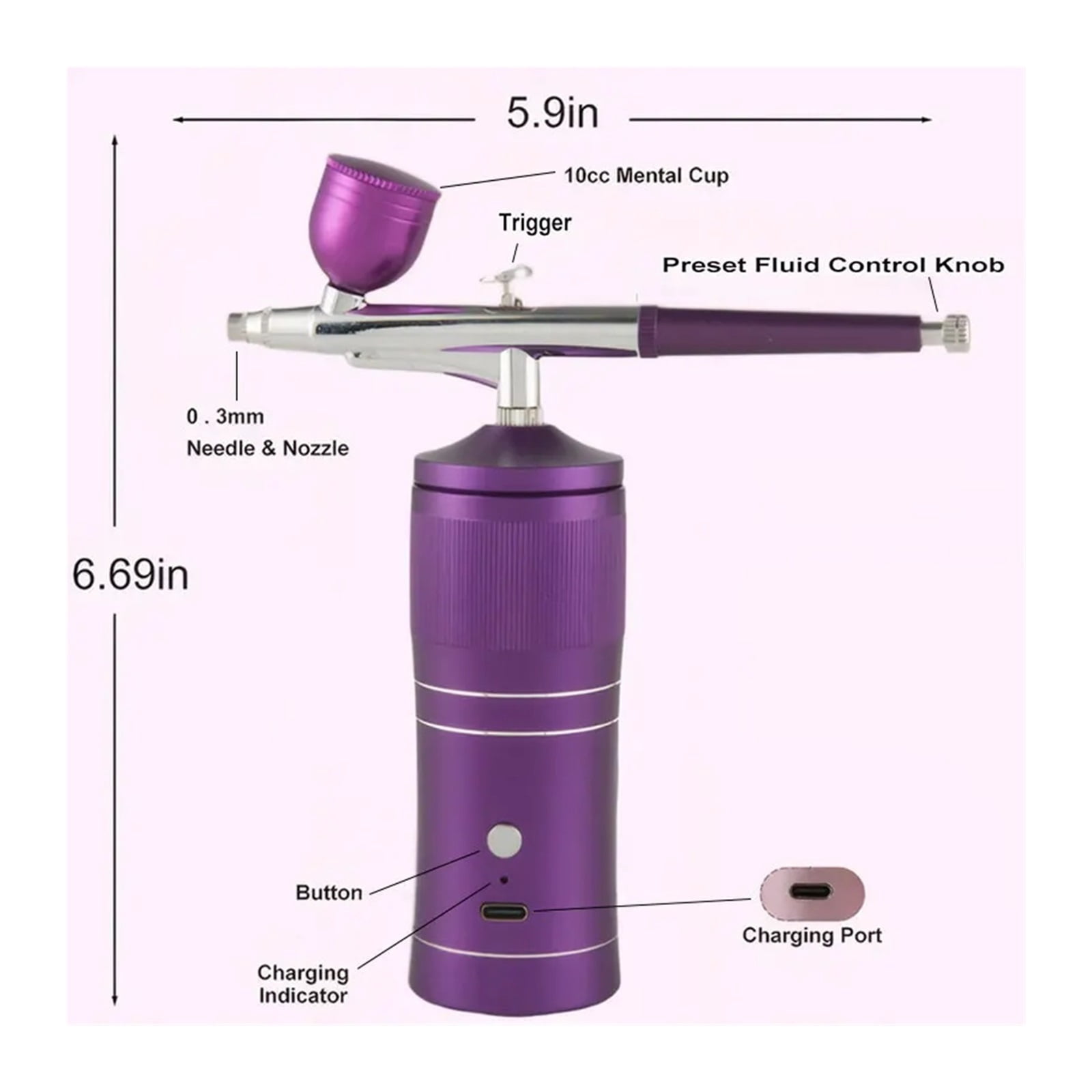 Rechargeable Airbrush Compressor Kit Air Brush Sprayer Gun Water Oxygen Deep Hydrating Machine For Nail Art Tattoo Cake Makeup ,Flexible