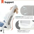 thumbnail image 5 of NEO CHAIR White Office Chair, Flip-up Padded Armrests Desk Chair, Ergonomic Back Support, Ivory, 5 of 9