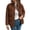 Brown, variant on Women's Stand Collar Corduroy Puffer Jackets Snap Button Winter Coat with Side Pockets