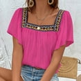 thumbnail image 4 of Rezuofi 2 Pcs Shirts for Women Boho Embroidered Short Butterfly Sleeve Tops Square Neck Loose Blouses Peasant Tees Tunics, 4 of 9
