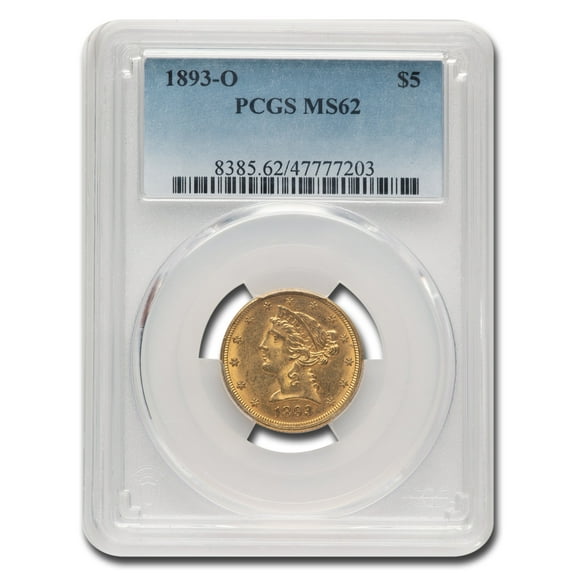 1893-O $5 Liberty Gold Half Eagle MS-62 PCGS