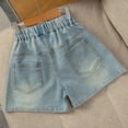 thumbnail image 5 of CINVREST Jean Shorts Girls 4-15 Years Elastic Wasit Bowknot Denim Short Summer Casual Cute Pants (14 Years, Light Blue), 5 of 7