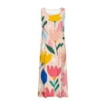 thumbnail image 5 of Robe d'Été pour Femmes Sans Manches Aspect Lin Imprimé Maxi, Ample et Aguichant, 5 of 5