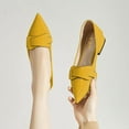 thumbnail image 2 of YDN Women Fashion Pointed Closed Toe Block Low Heel Pumps Slip On Flats Shoes Office Daily Shopping Size 7 Yellow, 2 of 4